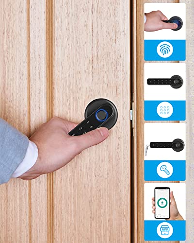Smart Fingerprint Bluetooth App Keyless Entry Door Lock With Handle, Deadbolt Smart Lock, Electronic Keypad Door Lock For Home Hotel Office Apartment Bedroom #TOP1