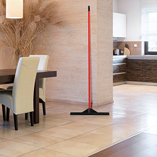 Heavy Duty Floor Scrubber Squeegee- 18.25” Solid Natural Rubber Blade- 58” Long Handle- Dries Flat & Curved Surfaces- Best for Washing & Drying Shower Glass/ Bathroom/ Kitchen/ Windshield/ Window - Thumbnail 7