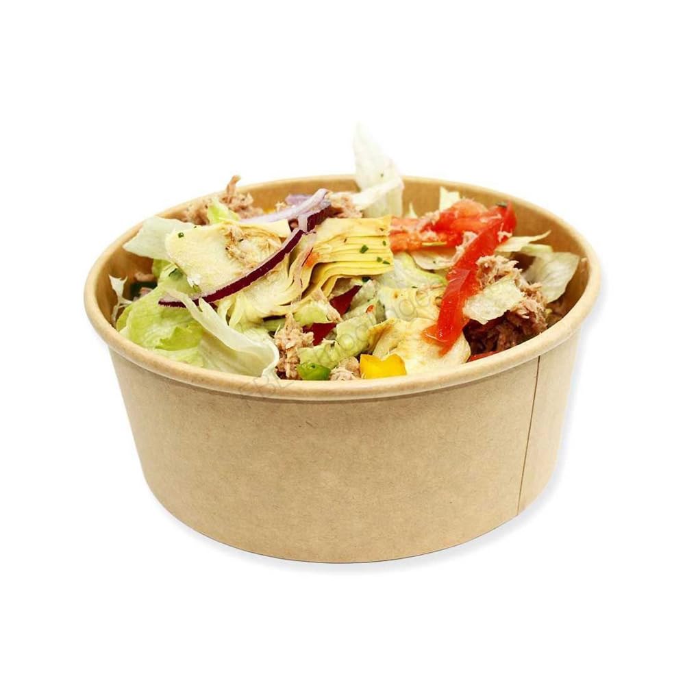 Générique 50 Bols Saladiers en Carton Kraft 1500 ml avec Couvercle RPET – Pots Étanches pour Plats à Emporter, Soupes et Salades – Pratiques et Durables