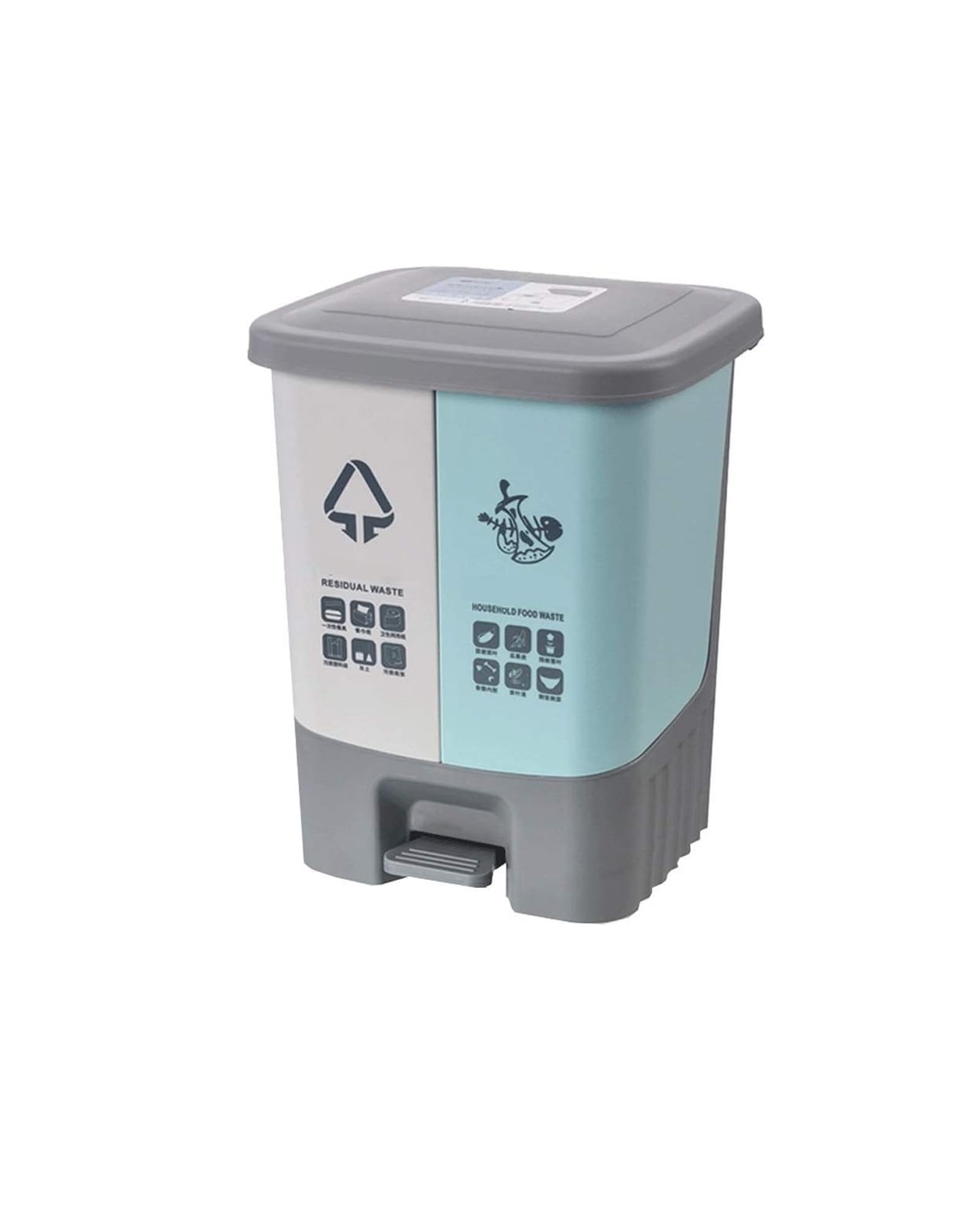 Botes de Basura Cubo de Basura de Reciclaje de Doble Barril Cubo de Basura y Reciclaje 2 en 1 Resistente for Interiores y Exteriores (Cubos de Basura A 5.2gal) Aire Libre y hogar(12L)