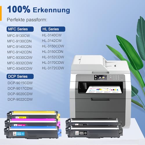 Palmtree TN241 TN245 Toner Kompatibel für Brother TN-241 TN-245 für Brother MFC 9332CDW Toner DCP 9022CDW MFC-9142CDN HL-3142CW DCP-9022CDW MFC-9332CDW DCP-9020CDW HL-3152CDW HL-3140CW (5er-Pack)