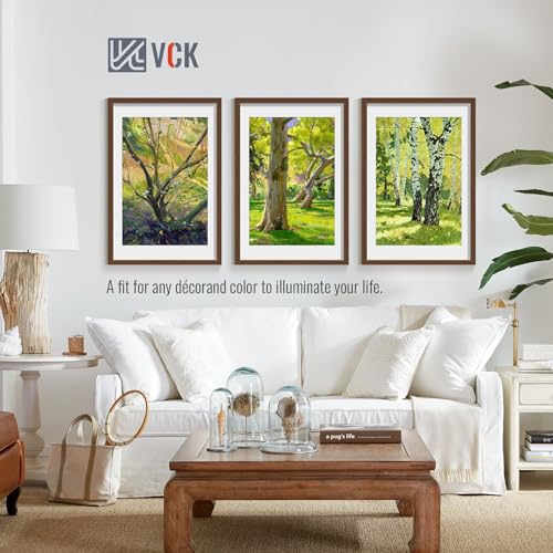 Image of VCK 20x30 Poster Frame 5 Pack, Brown Wood, 16x24 Mat, for Wall Art