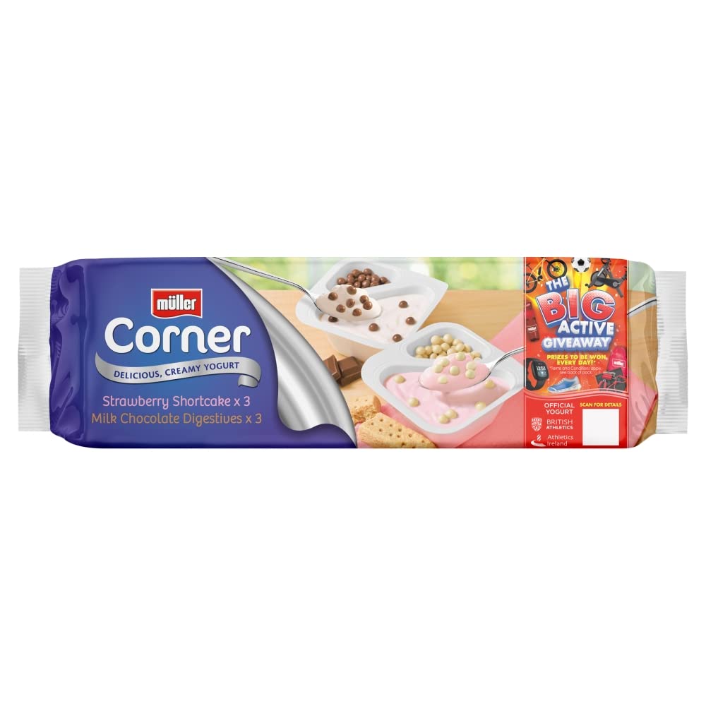 Corner Crunch - 3 x Chocolate Digestive / 3 x Strawberry Shortcake, 124g (Pack of 6)