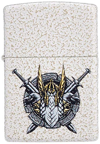 Zippo Lighter, Metal, White and Gold, Normal, 5.5 x 3.8 x 1.2 cm