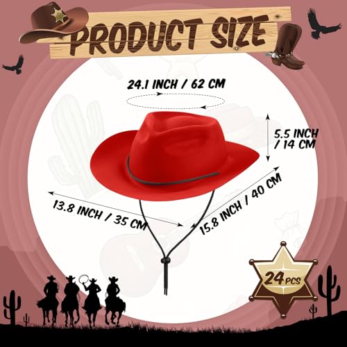 Image of Mepase Cowboy Hats Bulk Felt Western Party Wide Brimmed Cowgirl Hats Set for Adults Men Women Costume Party