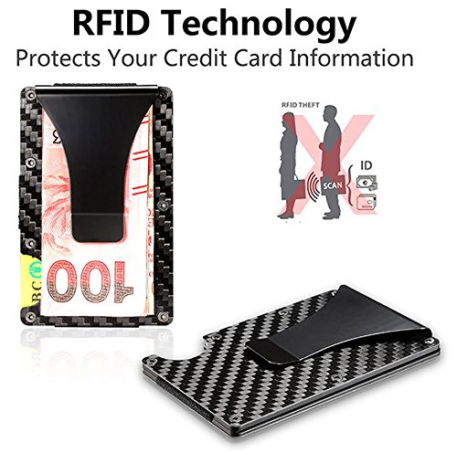 Mens Slim Money Clip Carbon Fiber Card Holder RFID Card Case Wallet4