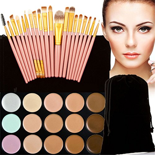 FantasyDay Professional 15 Colors Contour Kit Highlighting Face Cream Concealer Camouflage Makeup Palette + 20 Pieces Makeup Brush Set Make Up Tools #8