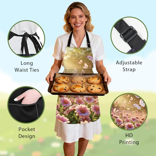 Image of Nuxovilar Decorative Kitchen Apron, 26.77x30.70 Inch Polyester Cooking Wearable Cover