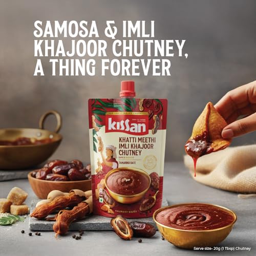 Image of Kissan Khatti Meethi Imli Khajoor Chutney, Tamarind Date Chutney, 200g, For Authentic Indian Taste, With Dates Paste & Tamarind Pulp, Silbatta Like Texture, Free From Artificial Flavors (Pack of 2)