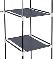 Vista 24 de 67" Portable Wardrobe Closet, Wardrobe Closet for Hanging Clothes with 2 Hanging Rods, 12 Clothes Storage Organizer Shelves, Non-Woven Fabric Grey