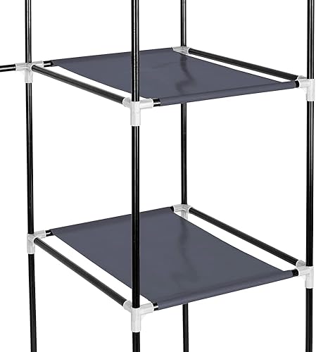 Miniatura 6 de Volowoo Armario portátil de 67 pulgadas con estantes y funda para colgar ropa, tela no tejida, rápido y fácil de montar (marrón oscuro)