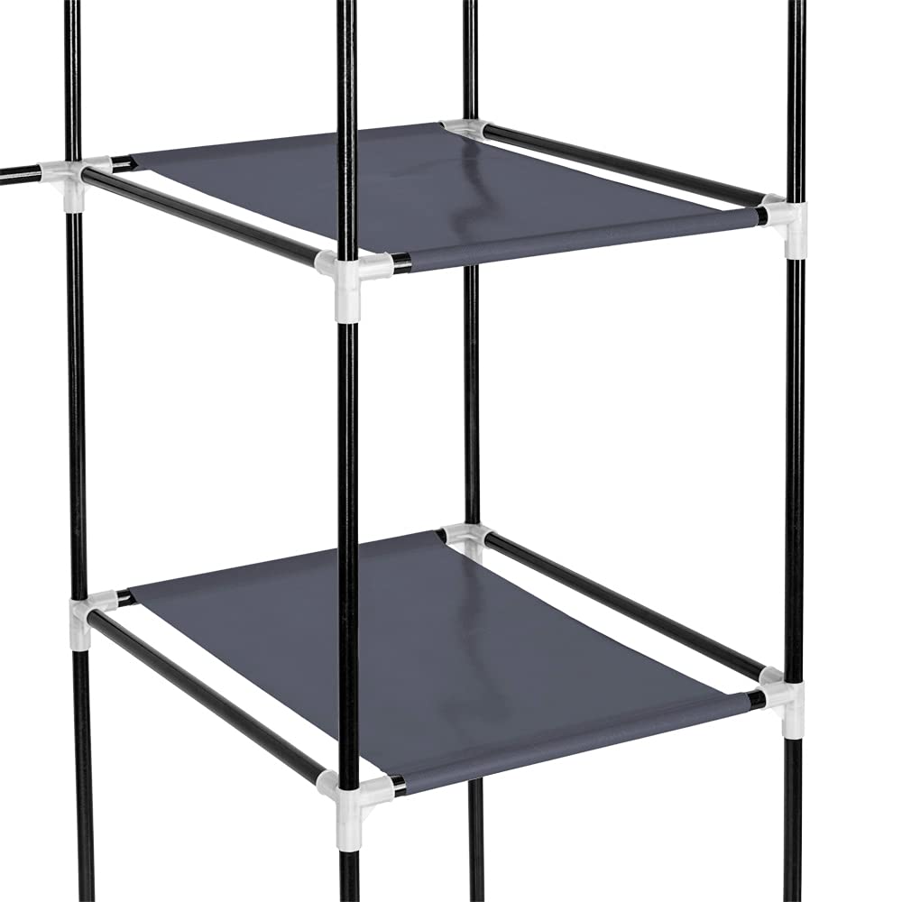 Bonnlo Armoire Tissu,avec Penderie et Étagères,Stable,Armoire de Rangement,150x45x175cm,Beaucoup de Rangement,Pliable,Gris