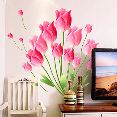 Flowers Butterfly Wall Decals – Cartoon Animals, Heart-Shaped PVC Wall Stickers, 50x70cm, Removable Kids Room Decor