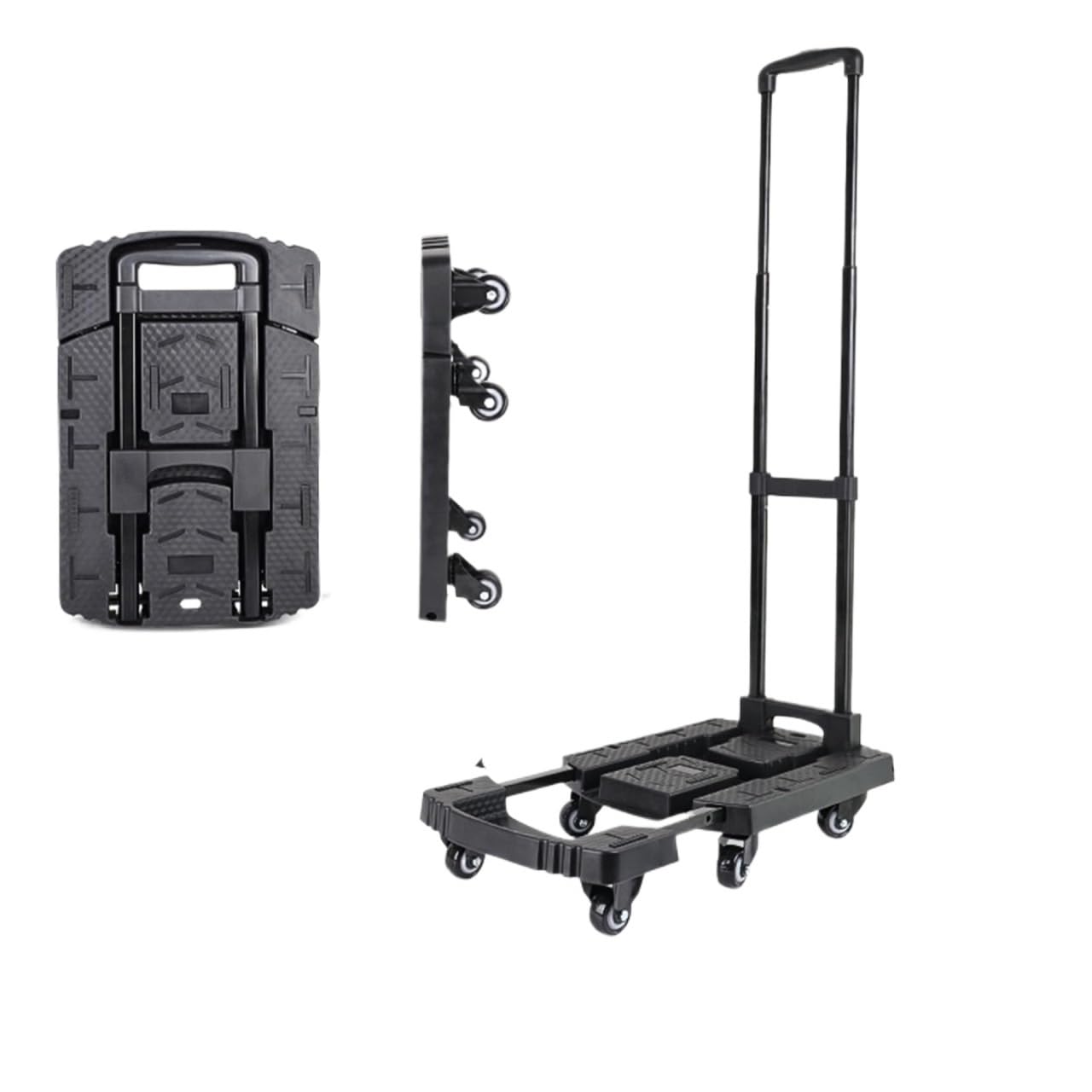 Garage Trolley Retractable Trolley Foldable Flatbed Transporter Truck Platform Hand Truck(Black)