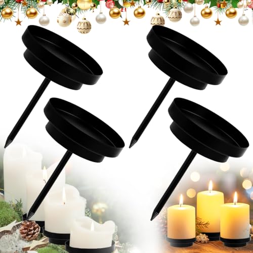 Byfoyif 4 Stück Kerzenhalter Adventskranz, 8cm Schwarz Advents...