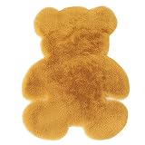 Imitación de Piel Artificial Alfombra de Cartoon Alfombra del Piso De Pelo Largo Mullida Alfombra de Puerta Alfombra con Forma de Oso de Piel sintética para la casa GAmarilloX 90cm*120cm