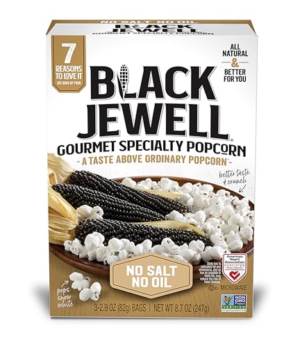Black Jewell Gourmet Microwave Popcorn, Healthy Popcorn Snack, No Salt No Oil,...