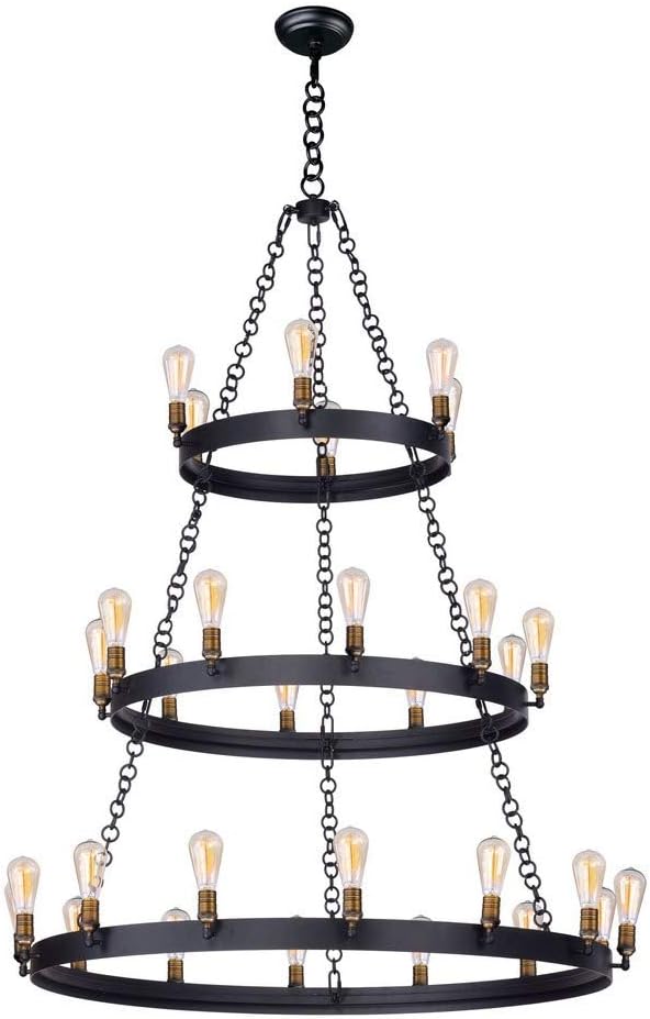 Maxim Lighting Noble 30-Light Chandelier | Transitional Indoor Light Fixture | Ideal for Dining Rooms & Entryways | Home Decor Ceiling Fixture | Noble Collection | 26278BKNAB
