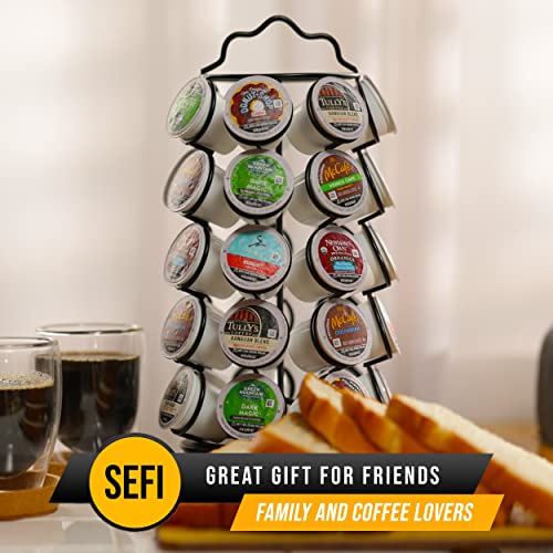 Sefi Coffee Pod Holder With 360 Degrees Rotating Carousel Stand - K Cup Pods Organizer For 35 Coffee K Pods - Coffee Storage Display Rack For Kitchen, Countertop And Coffee Bar Station (35 Pods | Black) #TOP3