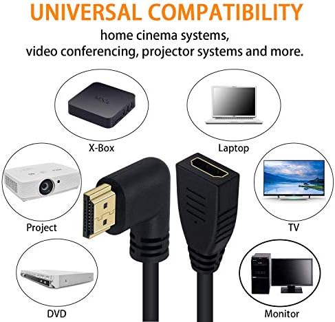 Maxhood 8K HDMI Extension Cable, Short 8K HDMI 90 Degree Left Angle Male to Female HDMI 2.1 Cable Adapter 48Gbps with 8K 60Hz Video and 3D HDR for TV/Xbox /PS4 /PS5, 0.5feet(Left M/F)