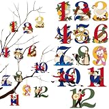 Thyle 12pcs Twelve Days of Christmas Ornaments, Wooden Christmas Tree Decor