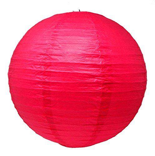 Image of Mudra Crafts 12 Inch Round Chinese Red Paper Lanterns Hanging Decor | 10 PCs, Reusable, Indoor Outdoor Decorative Lamp Shade, for Ceiling, Wedding, Shower, Party, Festival, Home Decoration