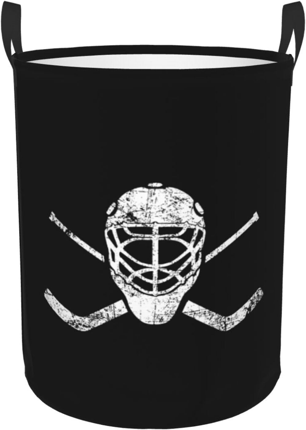Crossed Goalie Sticks hockey Large Laundry Basket,Bathroom,Waterproof,Collapsible Round Clothes Basket Freestanding Laundry Hamper