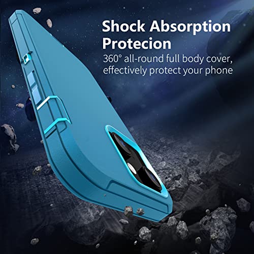Image of Sansunto Full Body Protection Case for iPhone 13 Phone, Heavy Duty Shockproof Silicone Rubber Cover for Men & Women, Rugged Hybrid Durable Phone Cases for iPhone 13 in 6.1 Inch. (Teal /Turquoise)