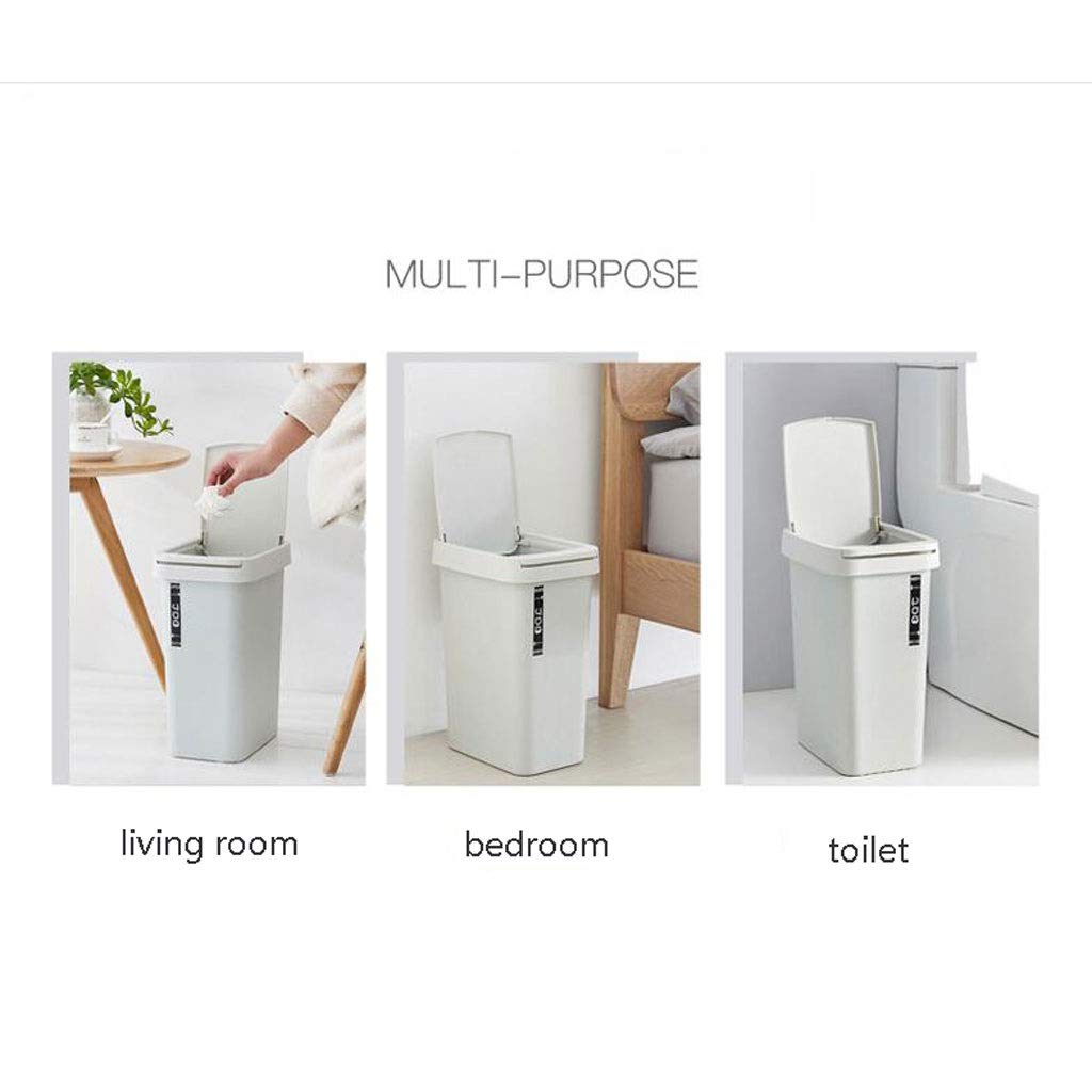 MYBA Papelera de plástico con tapa a presión, rectangular, para sala de estar, baño, cocina, con tapa, color azul claro, tamaño: A)