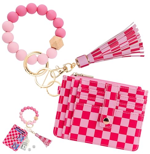 Image of KNGITRYI Wristlet Wallet for Women,RFID Keychain Wallet with Beaded Strap
