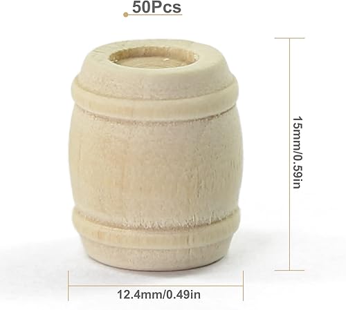 Miniatura 4 de MT001 50 piezas modelo de ferrocarril 187 barril de vino de madera HO OO escala cubo de barril (0.594in)