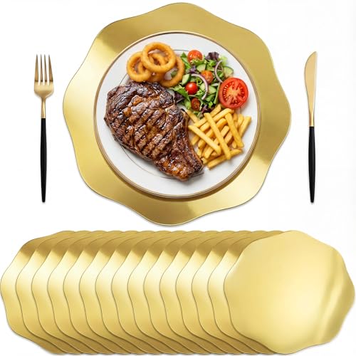 100 PCS Gold Paper Placemats Disposable Charger Plates for Dining Table