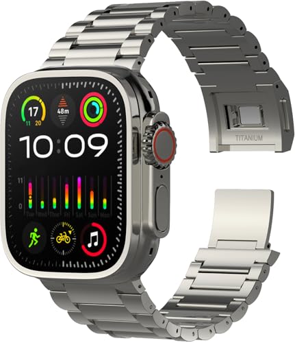 TIREBO Titanium Watch Band (Pro) Compatible ULTRA & Ultra 2 49mm | Premium secure Titanium Metal clasp | Fits iWatch Series 10 46mm wristband | DLC Scratch Resistant Strap