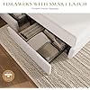 SHA CERLIN Queen Size Platform Bed Frame with 4 Storage Drawers, Velvet Upholstered Headboard, Mattress Foundation with Wooden Slats Support, No Box Spring Needed, Easy Assembly, White