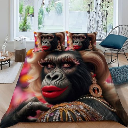 Housse de couette singe microfibre lit king avec impression 3D haute définition