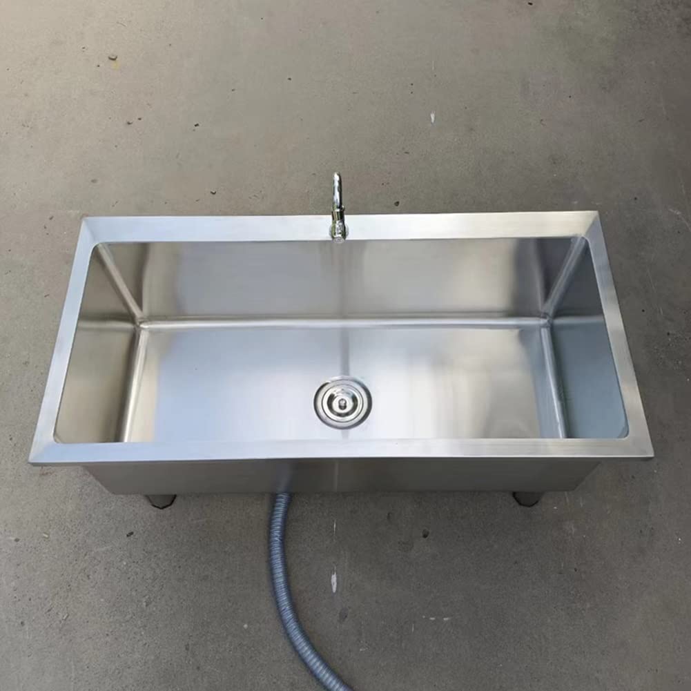 AYCDL 304 Stainless Steel Mop Sink/Basin - with Faucet, Drainage, Strainer - 12" Deep Basin - for Commercial Kitchen, Restaurant, Bar, Buffet,Silver-80x40x3,Silver-60x50x30cm