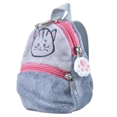Kögler 75784 - Friends2Go, Plüsch Katze Mai im Plüsch-Rucksack, ca. 12,5 cm groß, niedliches Plüschtier im praktischen Rucksack, Grau