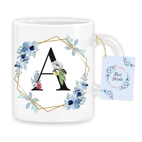 BJ ART ” A Alphabet Printed Coffee Mug with Colorful Awesome Design|Gifitng Mug for Loved Ones |Birthday Gift|Wedding Gift|Anniversary Gift – 1 Piece, Multicolour, 325 Ml ART-504