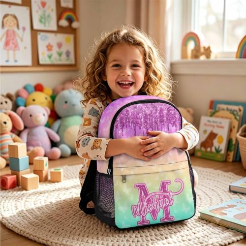Image of Custom Backpack for Girls Personalized Kids Backpacks Back to School Set | Kid Customized Toddler Girl Backpack with Lunch Bag Book Bag Kindergarten Prek Preschool Gifts Rainbow Butterfly