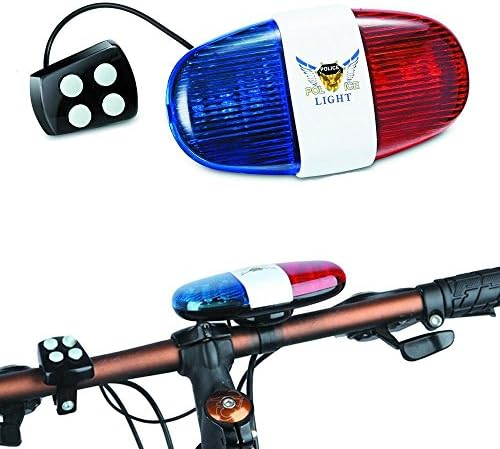 6 LED Lights Electronic Cycling Bike Horn Electric Bell Bicycle Alarm Police Siren for Kids Bike Police Toy