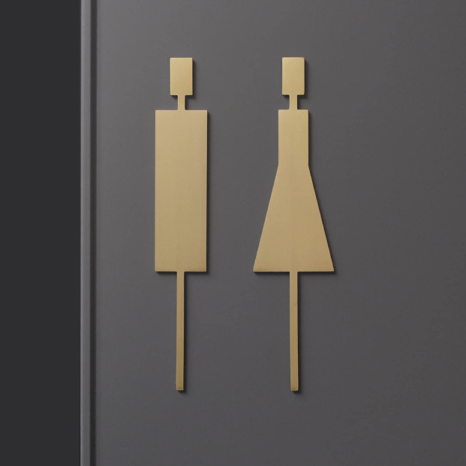 Paquete de 2 Carteles de Inodoro de latón, Cartel de Inodoro para Hombres y Mujeres, Cartel/póster para Puerta de baño, Cartel de baño para Negocios, hogar, Oficina y restaurantes