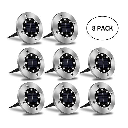 d.Stil Lampe Solaire Extérieur 8pack 8LED Luminaire Solaire Extérieur Jardin Au Sol Eclairage Blanc Chaud Spot LED Etanche IP65 Lumière Decorative Jardin Pour Chemin Jardin Terrace Cour Pelouse