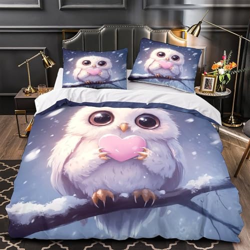 Housse de couette chouette cœur pour déco famille 260x220 - 2
