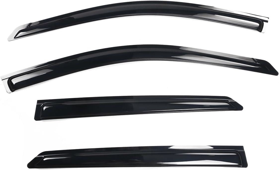 Side Window Deflectors, Compatible with 2022-2024 Hyundai Ioniq 5 4DR & 2025 Hyundai Ioniq 5 N, Tape-On Slim Style Black Acrylic, 4PCS, Window Rain Shields