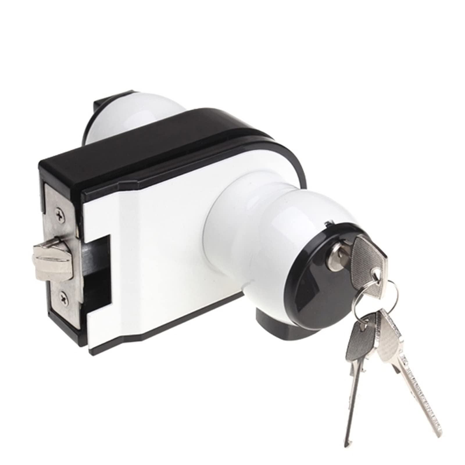 Serrure de porte en verre à bouton blanc KmoNo pour un verrouillage fluide sans perçage