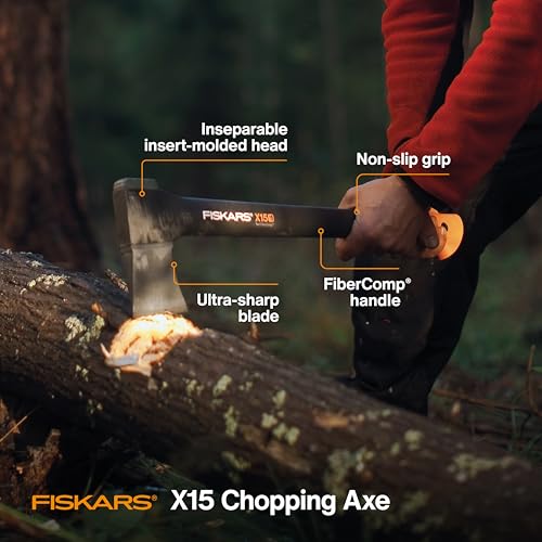 Image of Fiskars X15 Splitting Axe, Tree Branch Cutter and Wood Splitter (23.5-Inch Axe) with Shock-Absorbing Handle