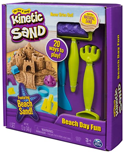 Kinetic Sand, Beach Day Fun Playset With Castle Molds, Tools And 12 Oz. Of All-Natural Kinetic Beach Sand, Play Sand Sensory Toys For Kids Ages 3 And Up #TOP7