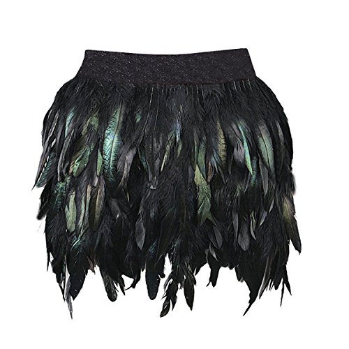 Miuco Womens Faux Feather A Line Mini Skirt