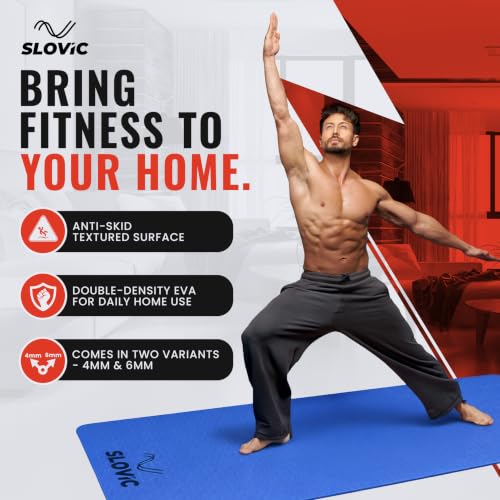 Image of Slovic Yoga Mat for Women [4 MM] | Exercise Mat for Home | Non-Slip Yoga Mat for Men | Workout Mat For Kids | Gym Mat for Indoor Excercise | EVA