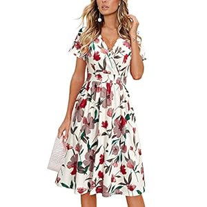 VOTEPRETTY Women’s Summer Wrap Dress Short Sleeve V Neck Casual Floral Sundress with Pocket Trendy 2025